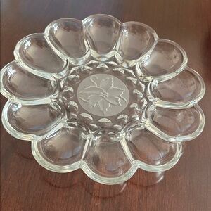 Princess House Fantasia Poinsettia Christmas Holiday Deviled Egg Platter